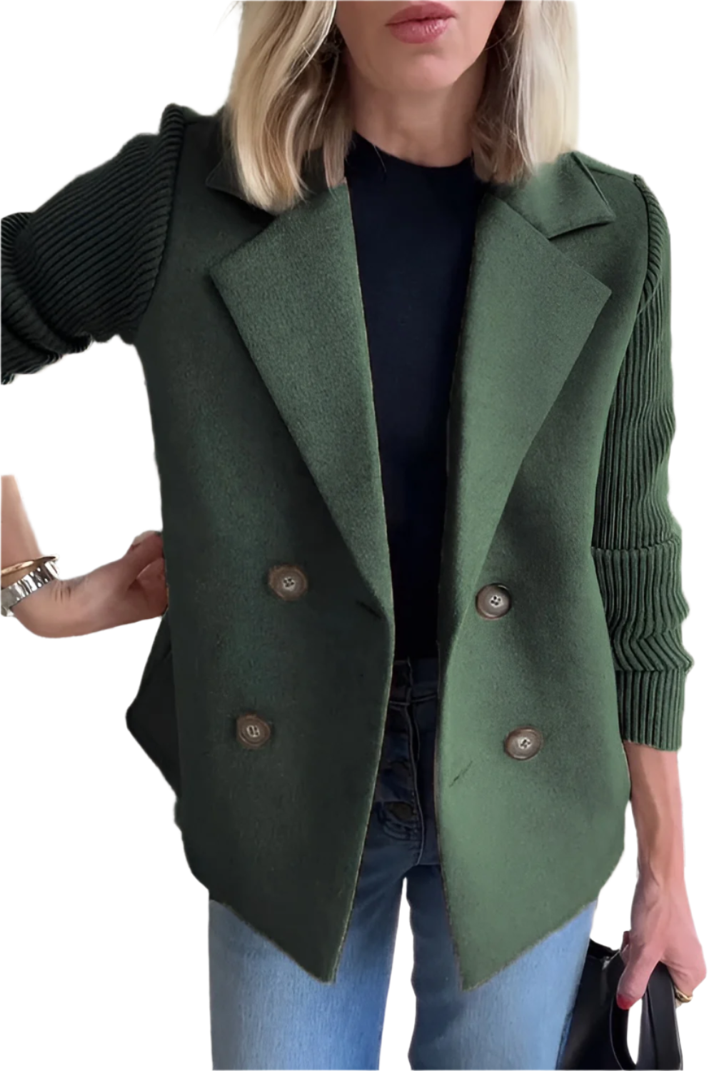 WW | Damen Blazer aus veganer Wolle mit gestrickten Ärmeln