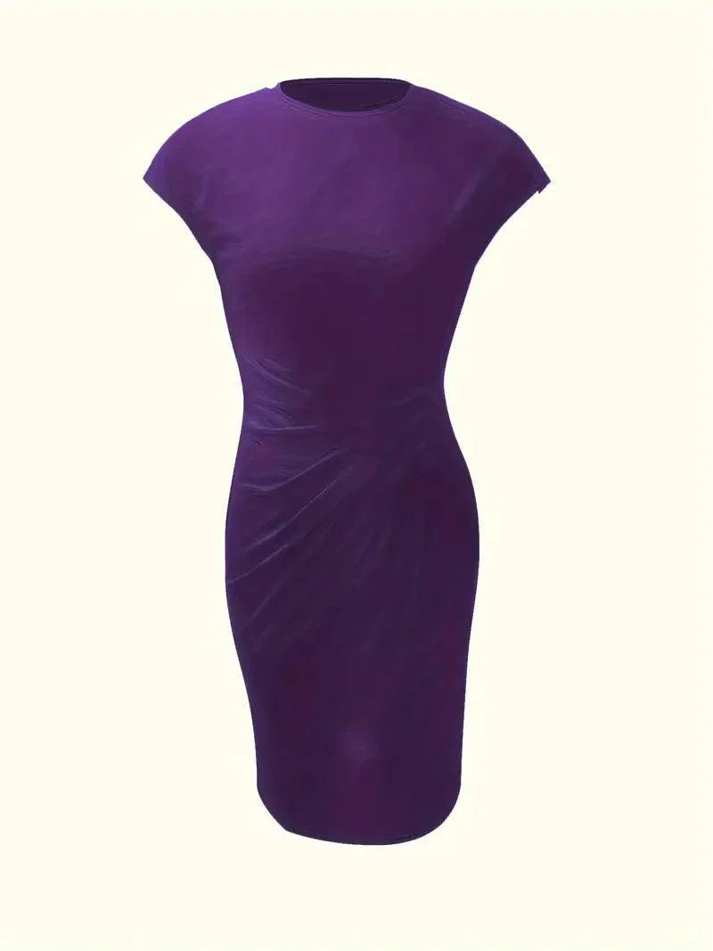 WW | Stilvolles Schmales Kleid Mit Rundhalsausschnitt