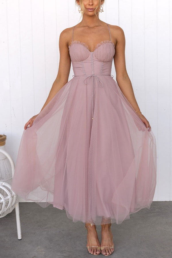 WW | Maxi Kleid Elegantes Fließendes Design V-Ausschnitt Ärmellos Leichtes Gewebe
