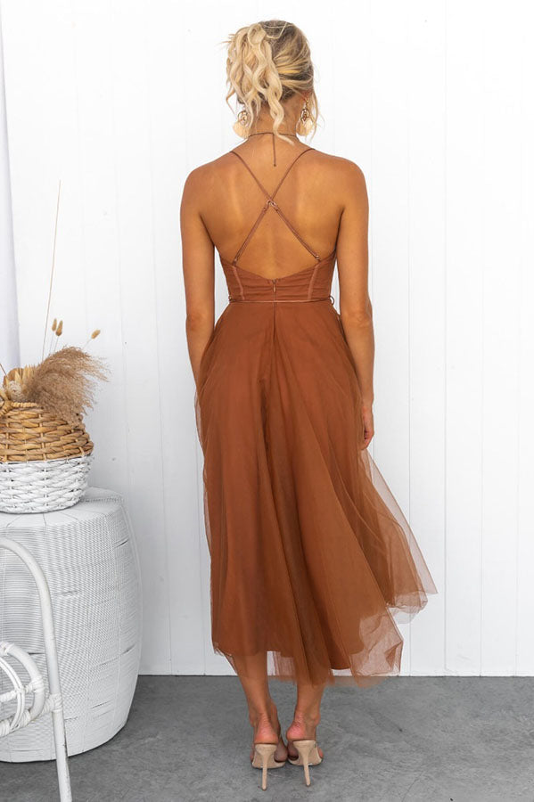 WW | Maxi Kleid Elegantes Fließendes Design V-Ausschnitt Ärmellos Leichtes Gewebe