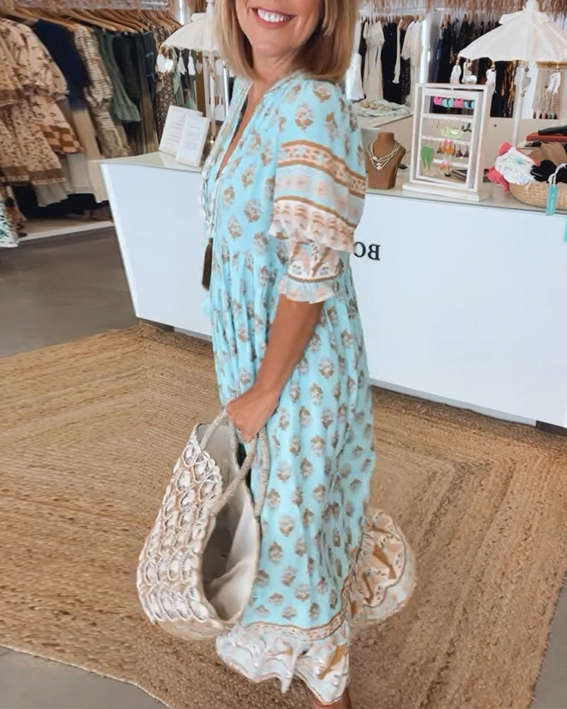 WW | Bohemian Geschichtetes Maxi-Kleid für Damen