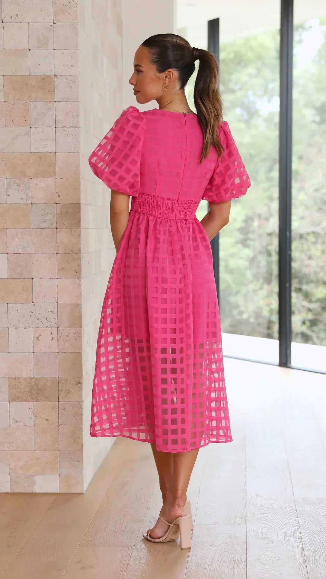 WW | Puffärmel Midi-Kleid