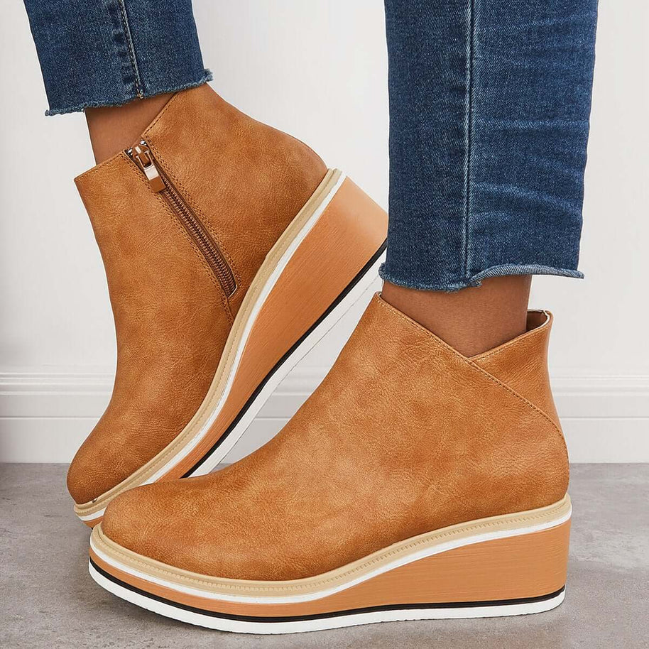 W&W - Stilvolle Stiefeletten mit Zipper und Plateau