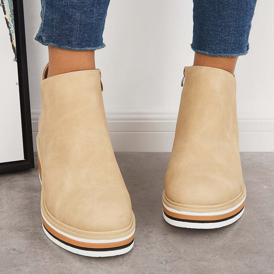 W&W - Stilvolle Stiefeletten mit Zipper und Plateau