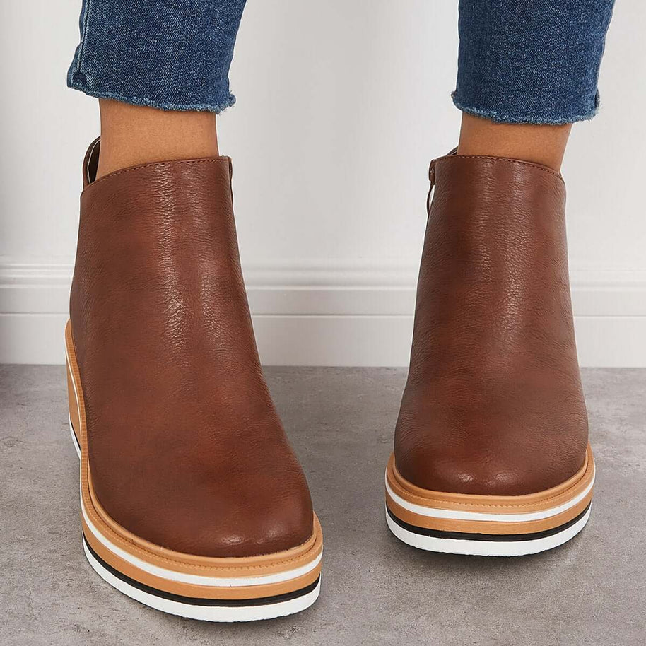 W&W - Stilvolle Stiefeletten mit Zipper und Plateau