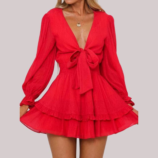 WW | Wickelkleid mit Rüschen und Taillenban