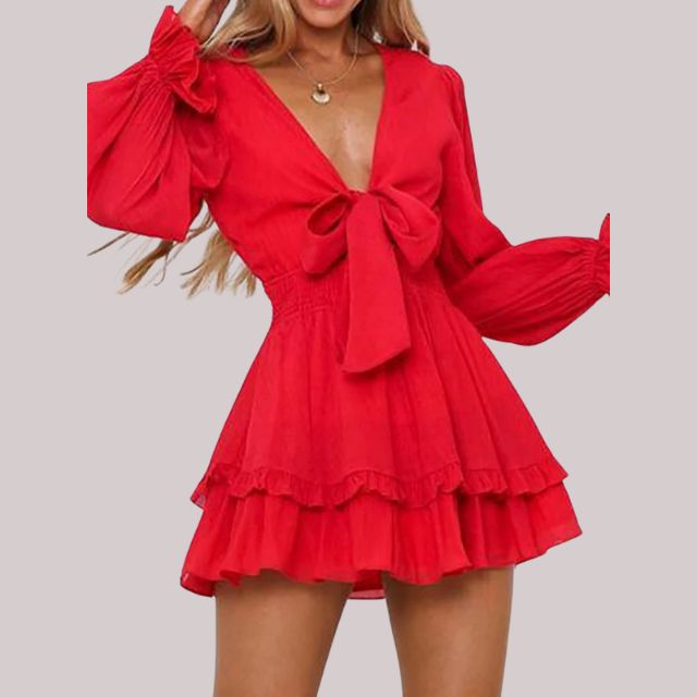 WW | Wickelkleid mit Rüschen und Taillenban