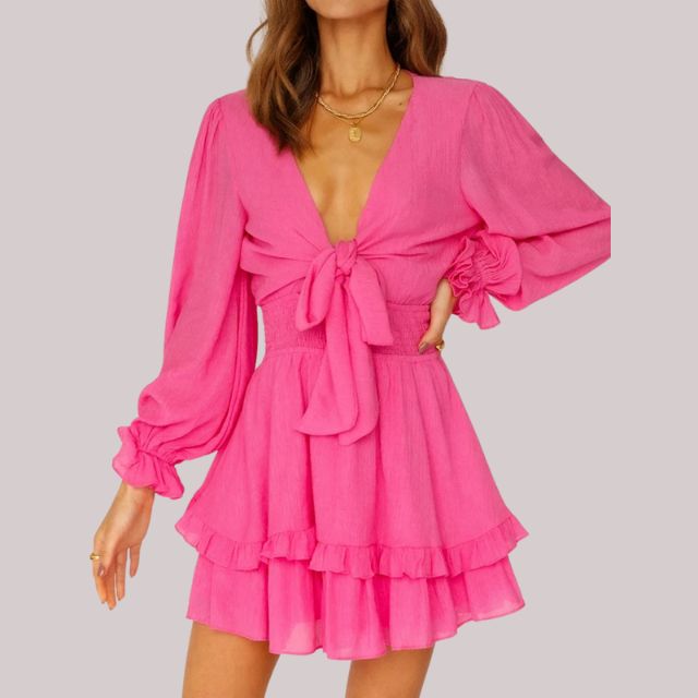 WW | Wickelkleid mit Rüschen und Taillenban