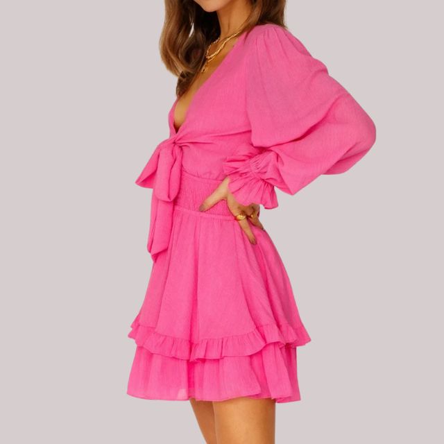 WW | Wickelkleid mit Rüschen und Taillenban