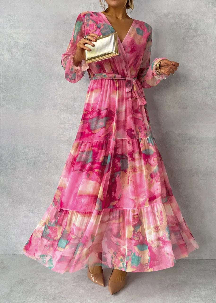WW | Elegantes Langärmeliges Maxikleid mit Blumenmuster