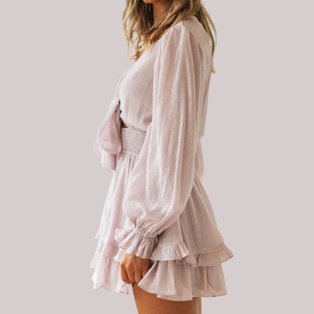 WW | Wickelkleid mit Rüschen und Taillenban