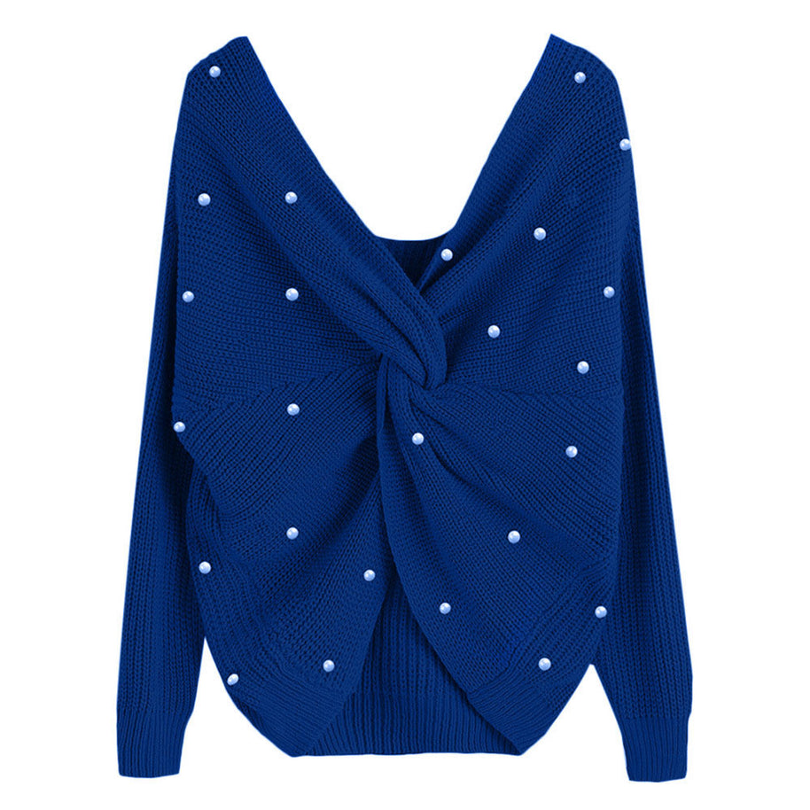Damen Strickpullover mit Twist-Detail und Perlenbesatz WW