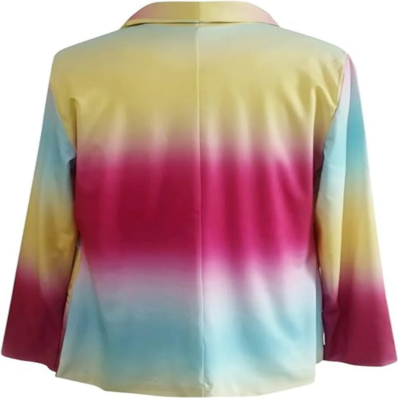 WW | Damen Ombre Offene Front Blazer, Lange Ärmel, Lässige Passform