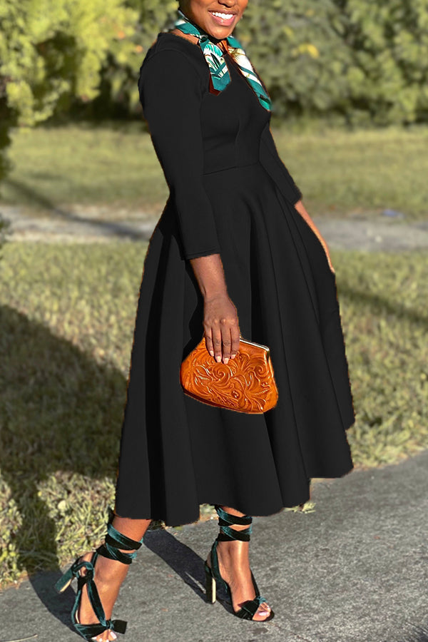 3/4-Ärmel Swing-Kleid