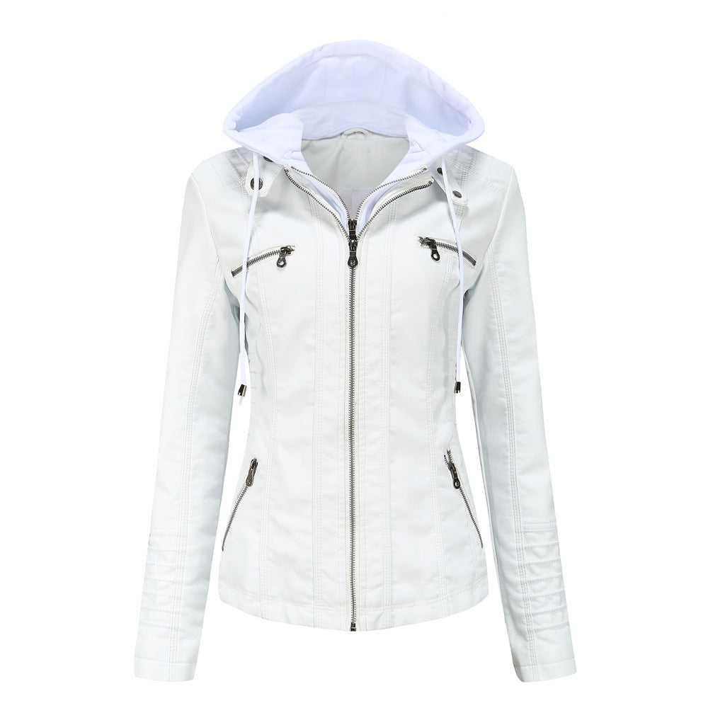 WW | Lederjacke mit Kapuze