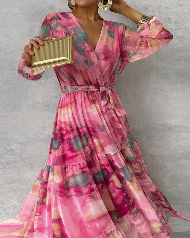 WW | Elegantes Kleid mit Print und Plissiertem Rock