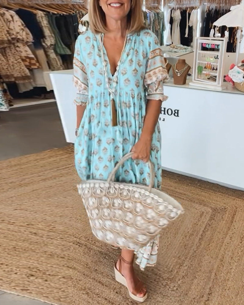 WW | Bohemian Geschichtetes Maxi-Kleid für Damen