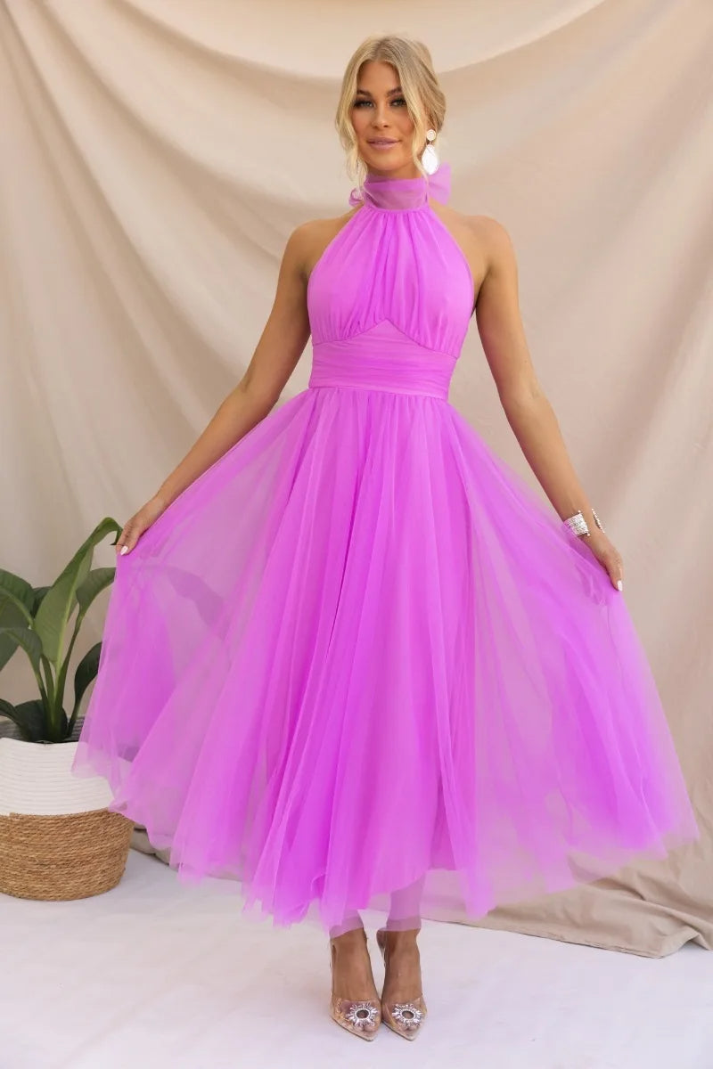 WW | Halter Tüll Midi Kleid