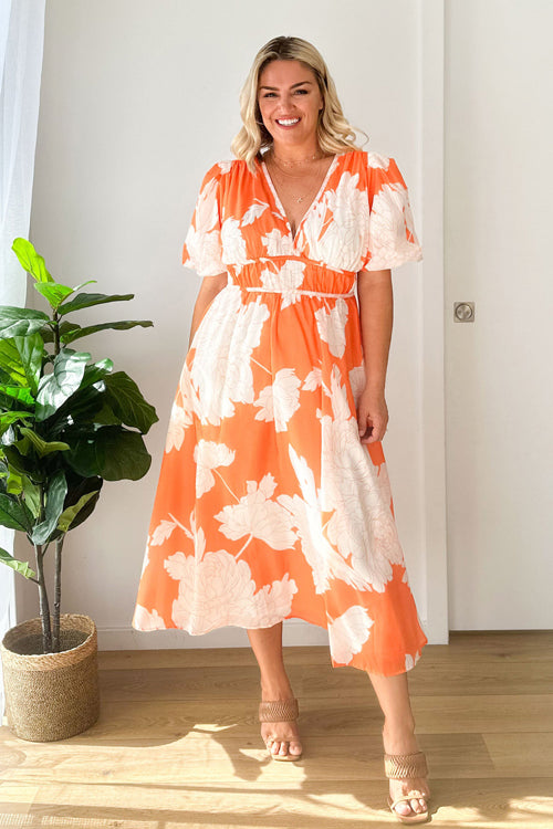 WW | Real Love Print Puffärmel Maxi Kleid
