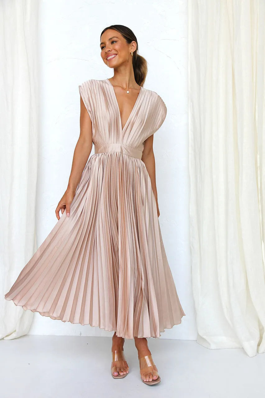 WW | Faltendes Plunge Midi Kleid