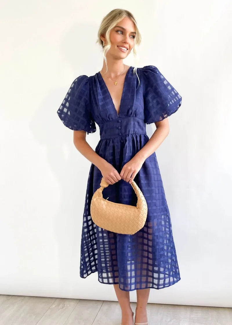 WW | Puffärmel Midi-Kleid