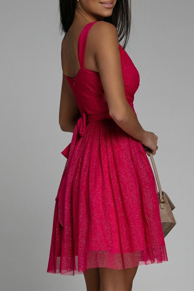 WW | Sexy Elegante Druck Mesh V-Ausschnitt Abendkleid Kleider