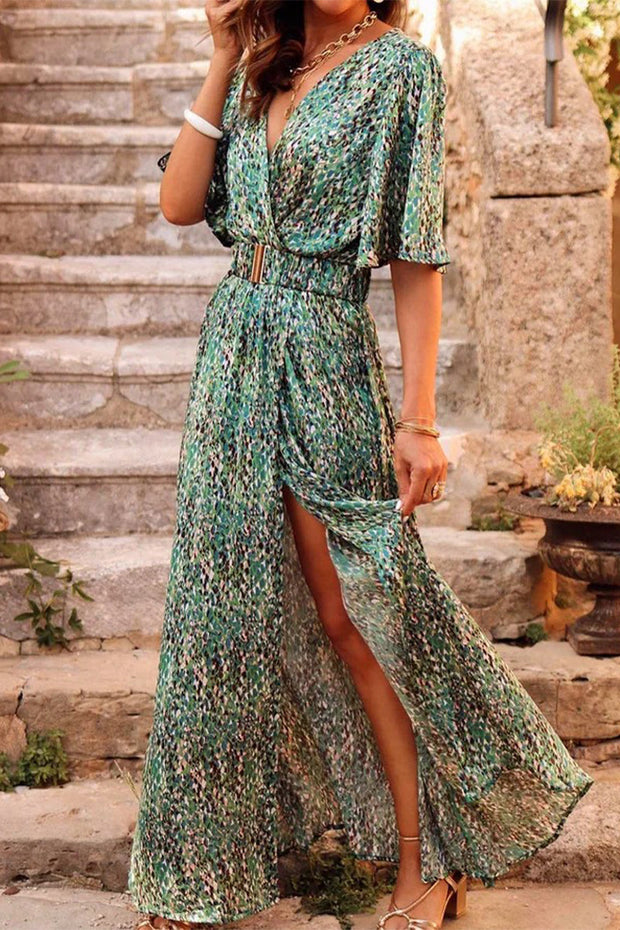 WW | Bohème College Floral Patchwork mit Gürtel V-Ausschnitt Taillenrock Kleider - 5 Farben