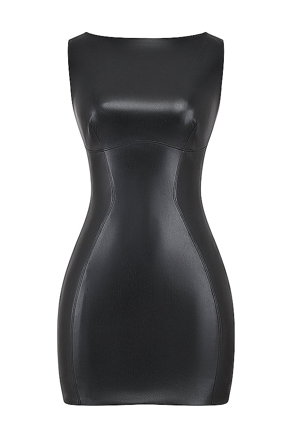 WW Mini-Lederkleid ohne Ärmel