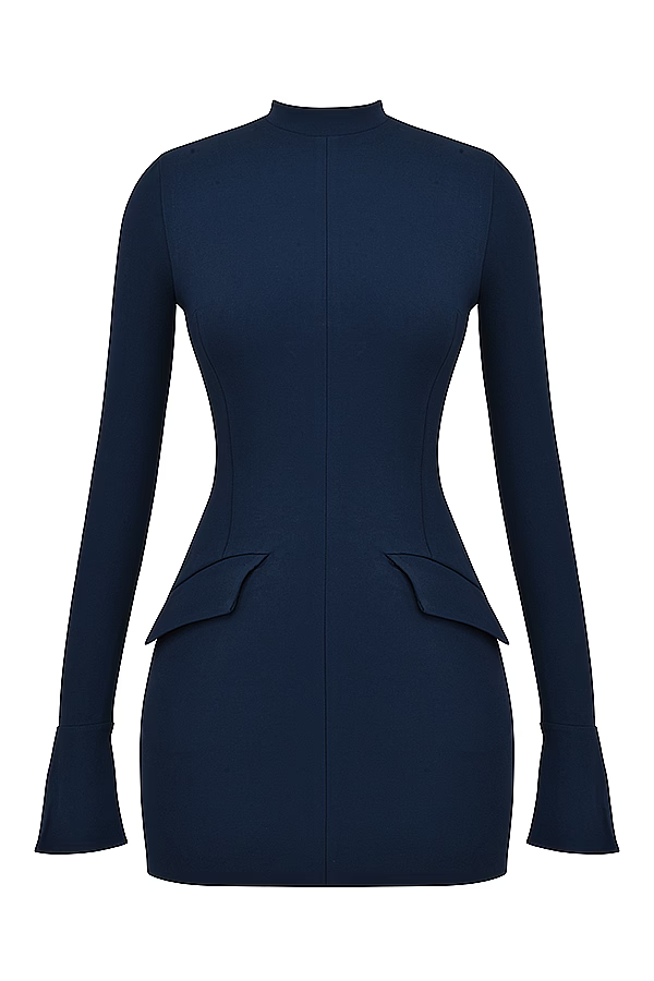WW | Strick Bodycon Taschen Detail Mini Kleid