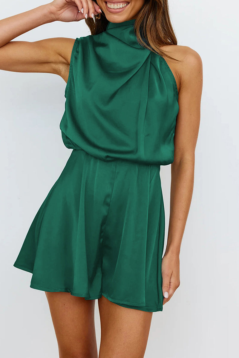 WW | Elegante Einfarbige Falt-Halteroverall