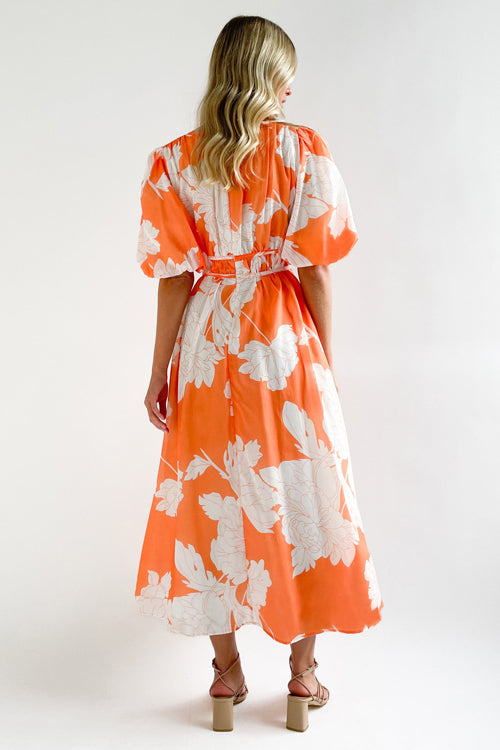 WW | Real Love Print Puffärmel Maxi Kleid