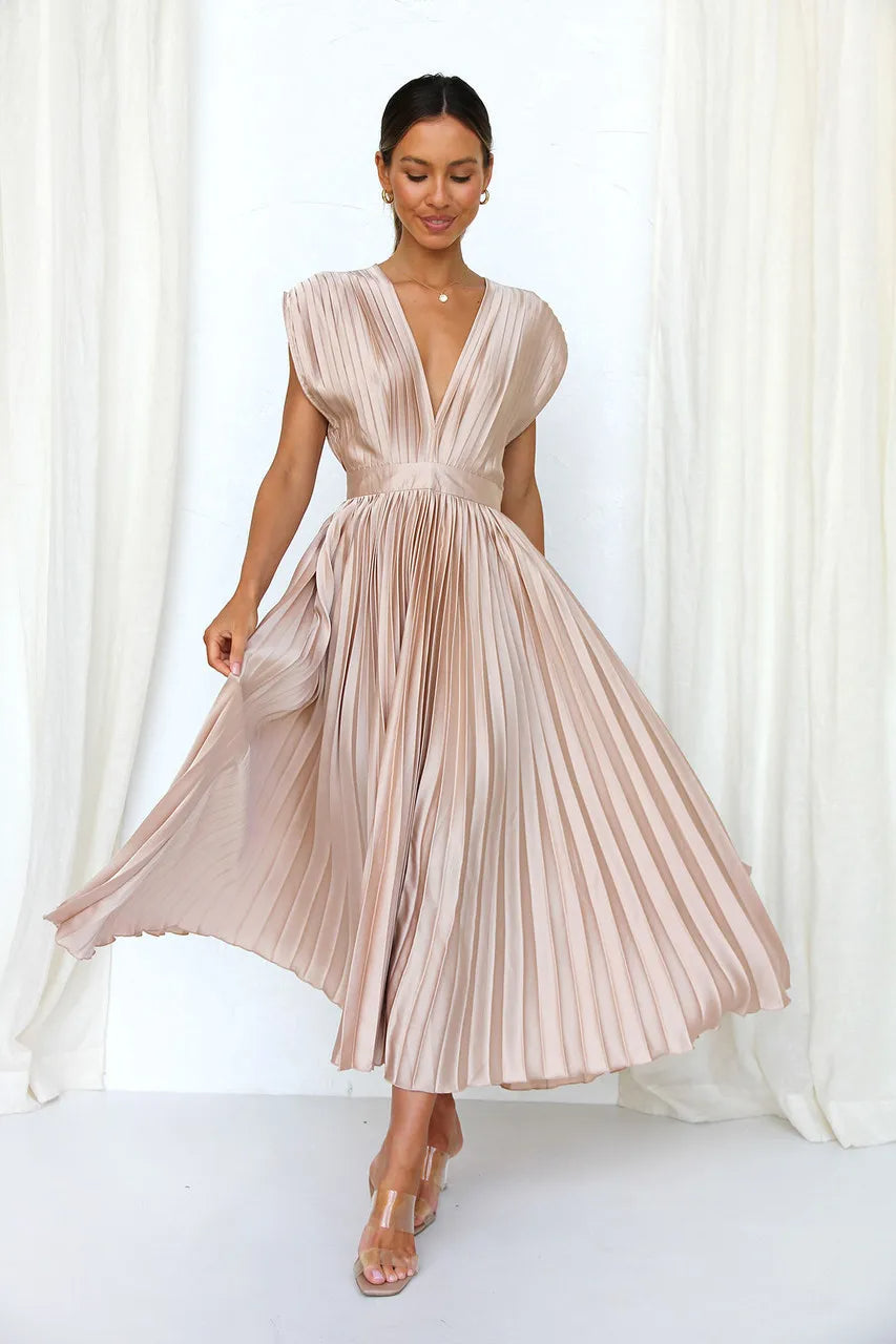 WW | Faltendes Plunge Midi Kleid