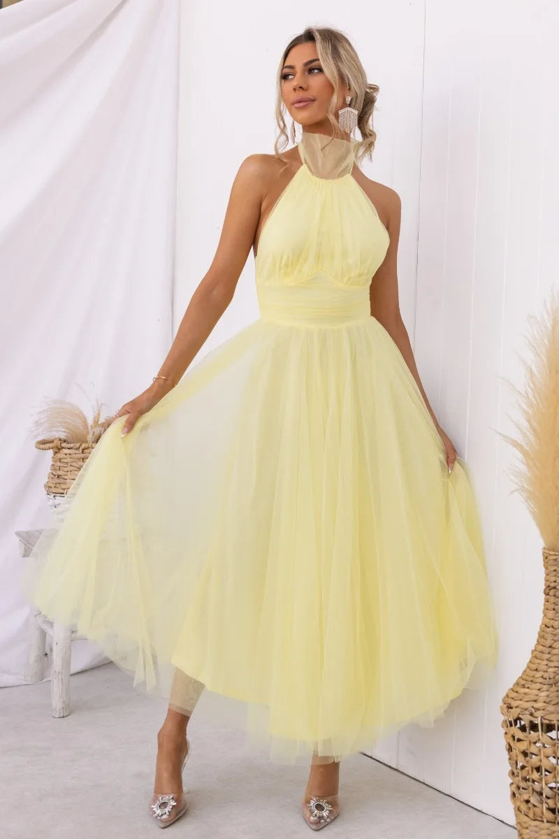 WW | Halter Tüll Midi Kleid