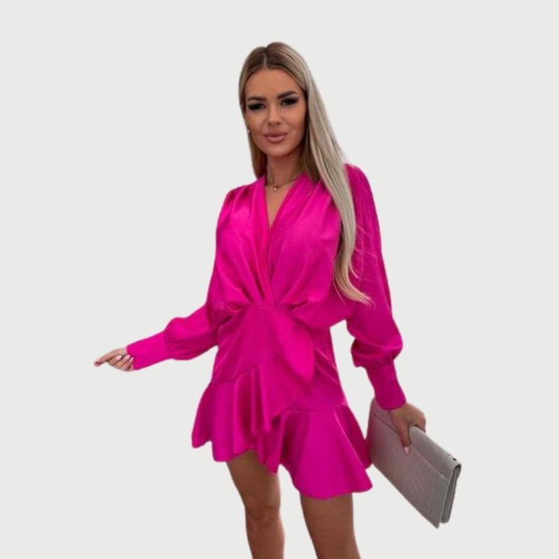 WW | Minikleid mit langen Ärmeln und Rüschen-Saum