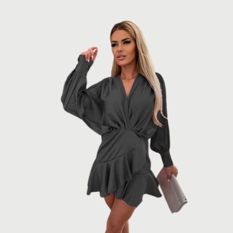 WW | Minikleid mit langen Ärmeln und Rüschen-Saum