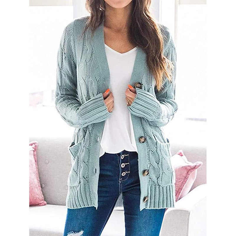 Damen Strickjacke mit grobem Zopfdesign und praktischen Taschen WW