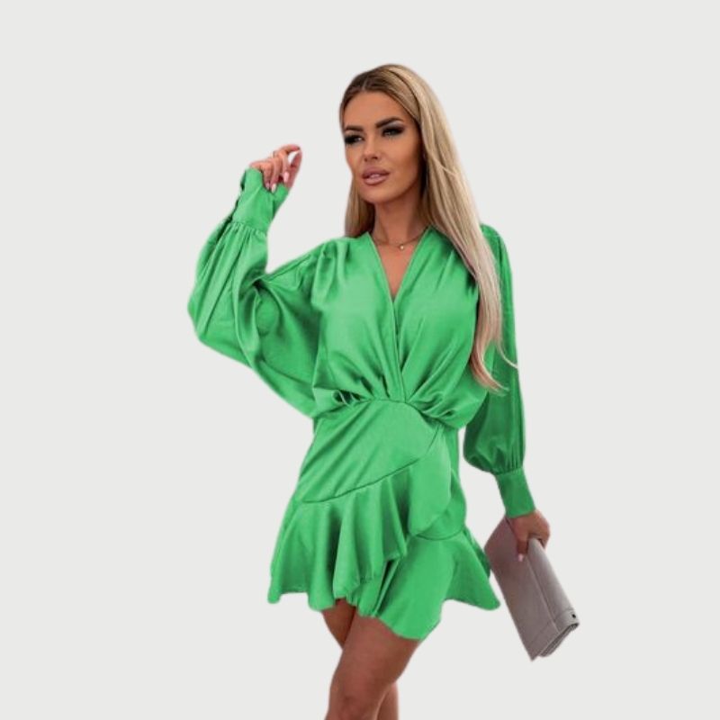 WW | Minikleid mit langen Ärmeln und Rüschen-Saum