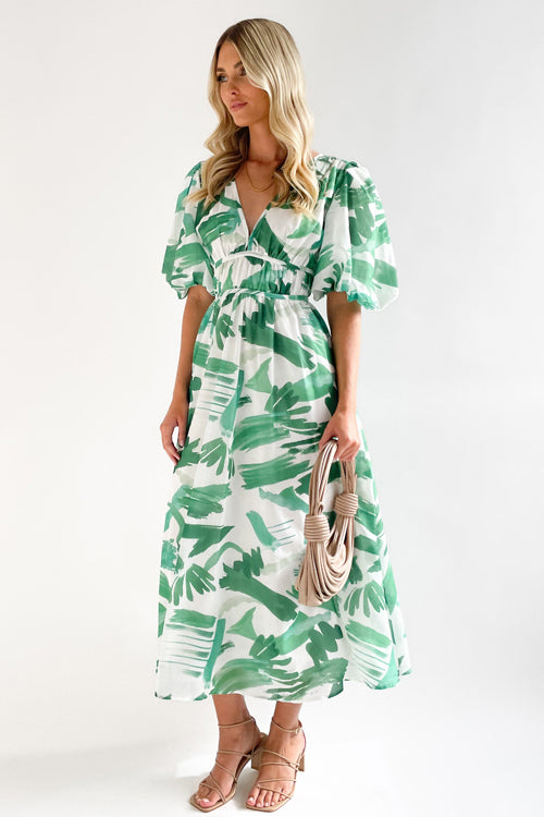 WW | Real Love Print Puffärmel Maxi Kleid