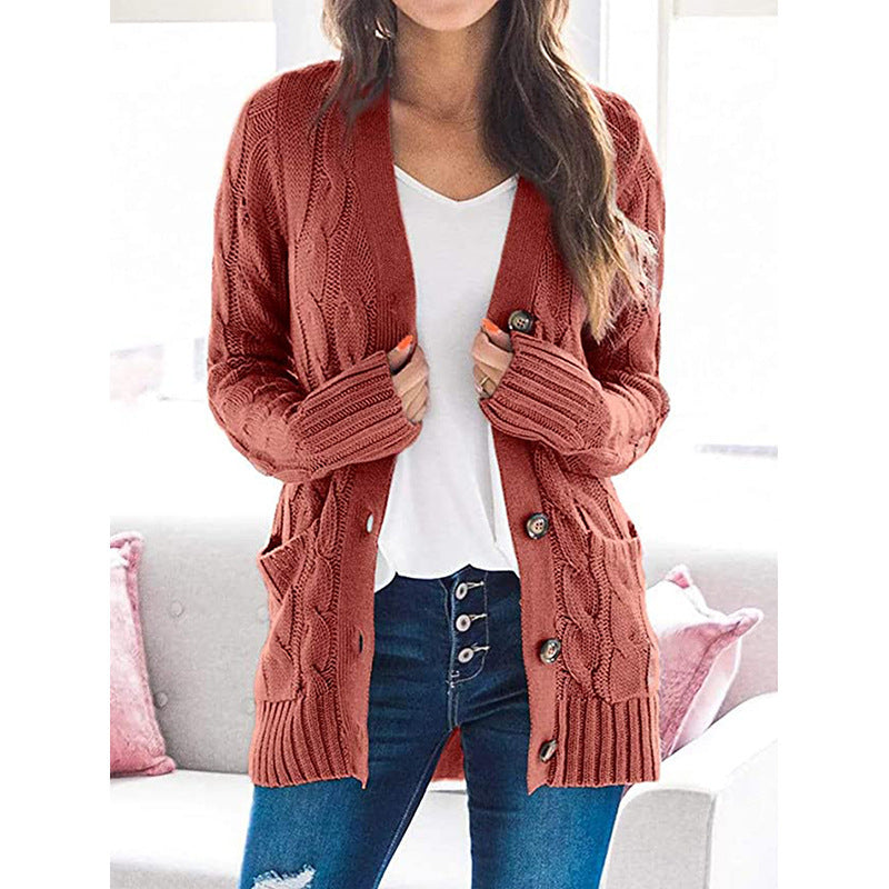 Damen Strickjacke mit grobem Zopfdesign und praktischen Taschen WW