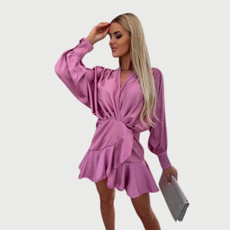 WW | Minikleid mit langen Ärmeln und Rüschen-Saum