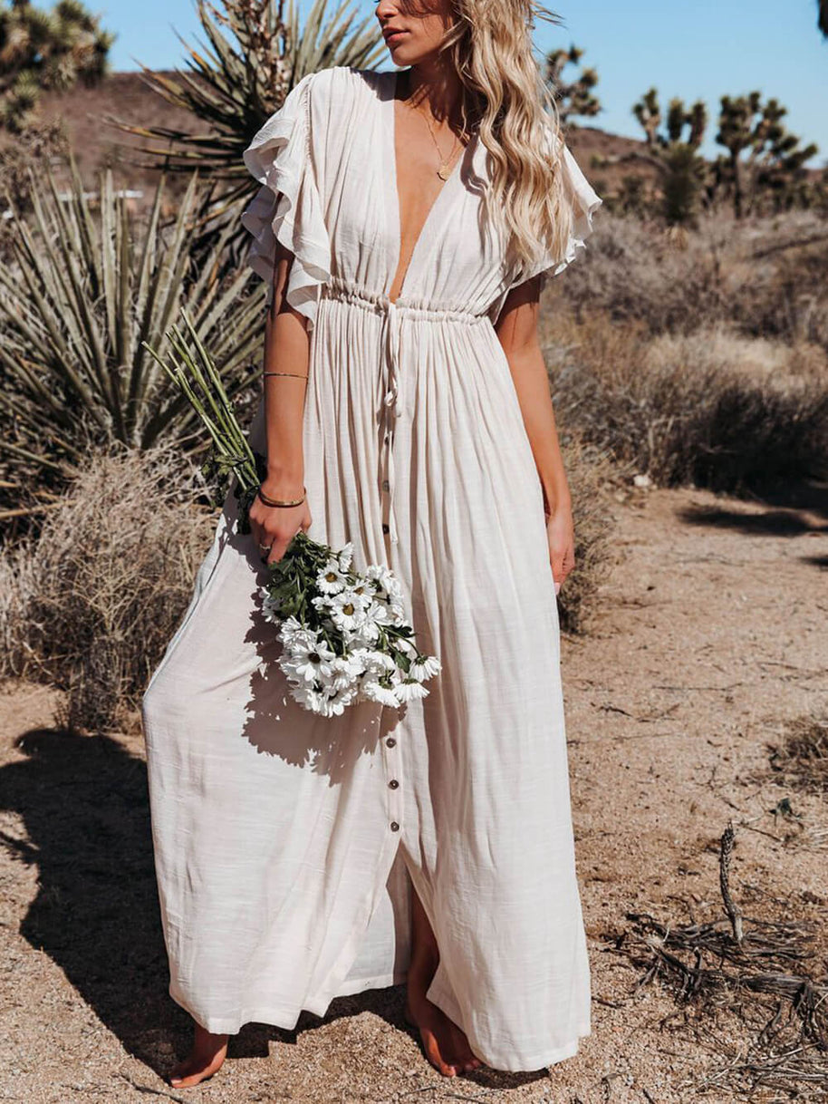 WW | Stil Maxi Kleid mit Flatterärmeln für Frauen