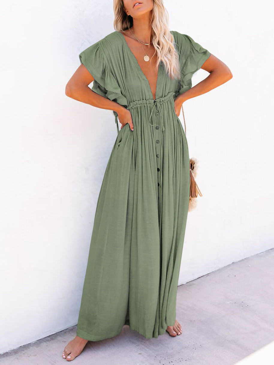 WW | Stilvolles Maxikleid mit Flatterärmeln für Frauen