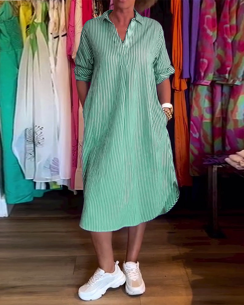WW | Gestreiftes Hemdkleid In Lässiger Passform
