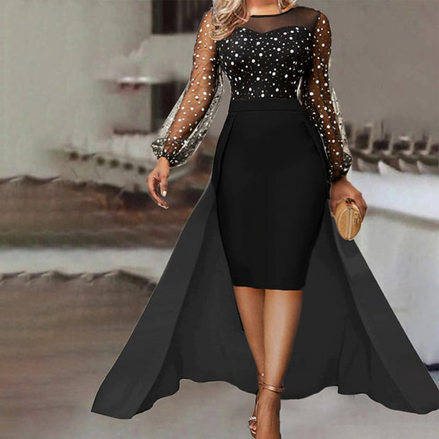 WW - Wunderschönes Maxikleid mit transparenten Ärmeln