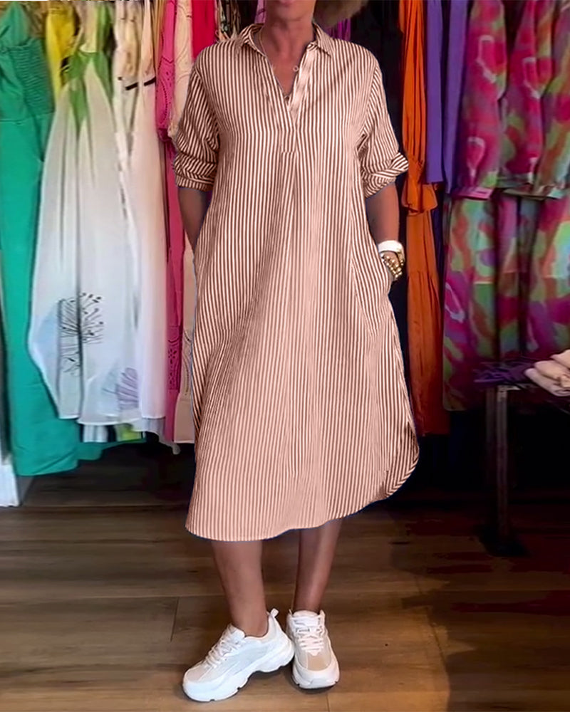 WW | Gestreiftes Hemdkleid In Lässiger Passform