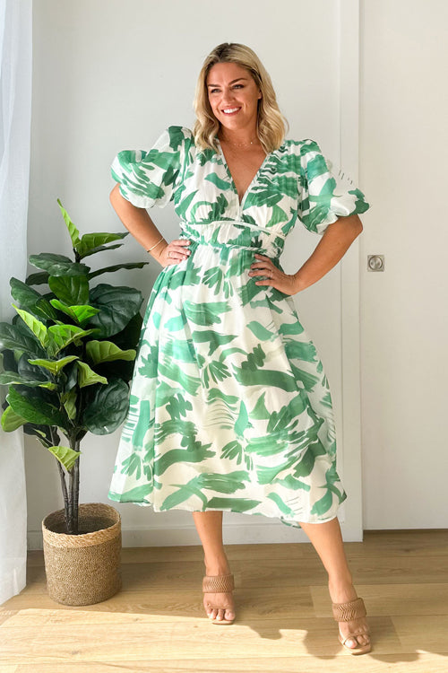 WW | Real Love Print Puffärmel Maxi Kleid