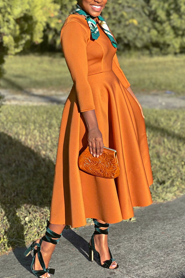 3/4-Ärmel Swing-Kleid