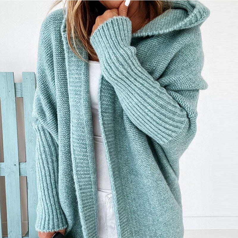 WW | Langarm Offene Strickjacke mit Kapuze