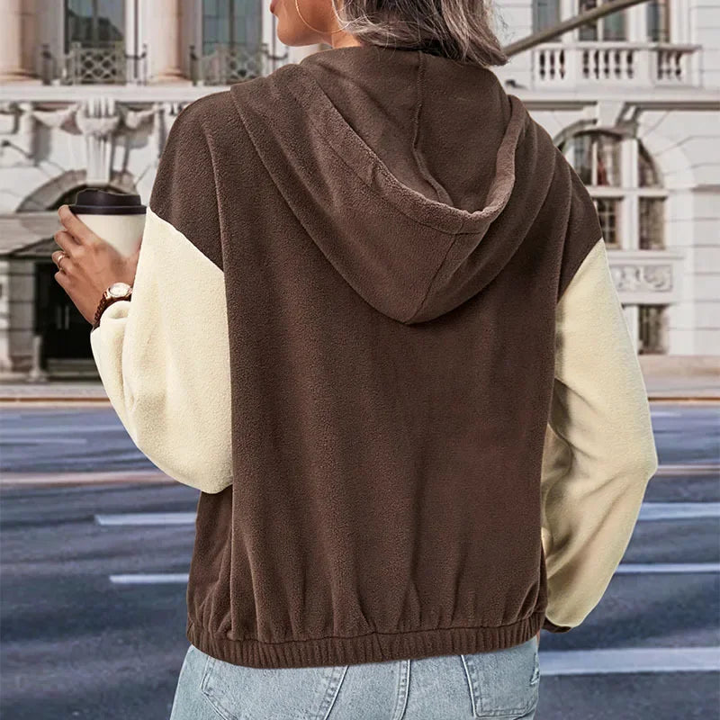 WW - Fleecejacke Mit Kapuze Und Patchworkmuster