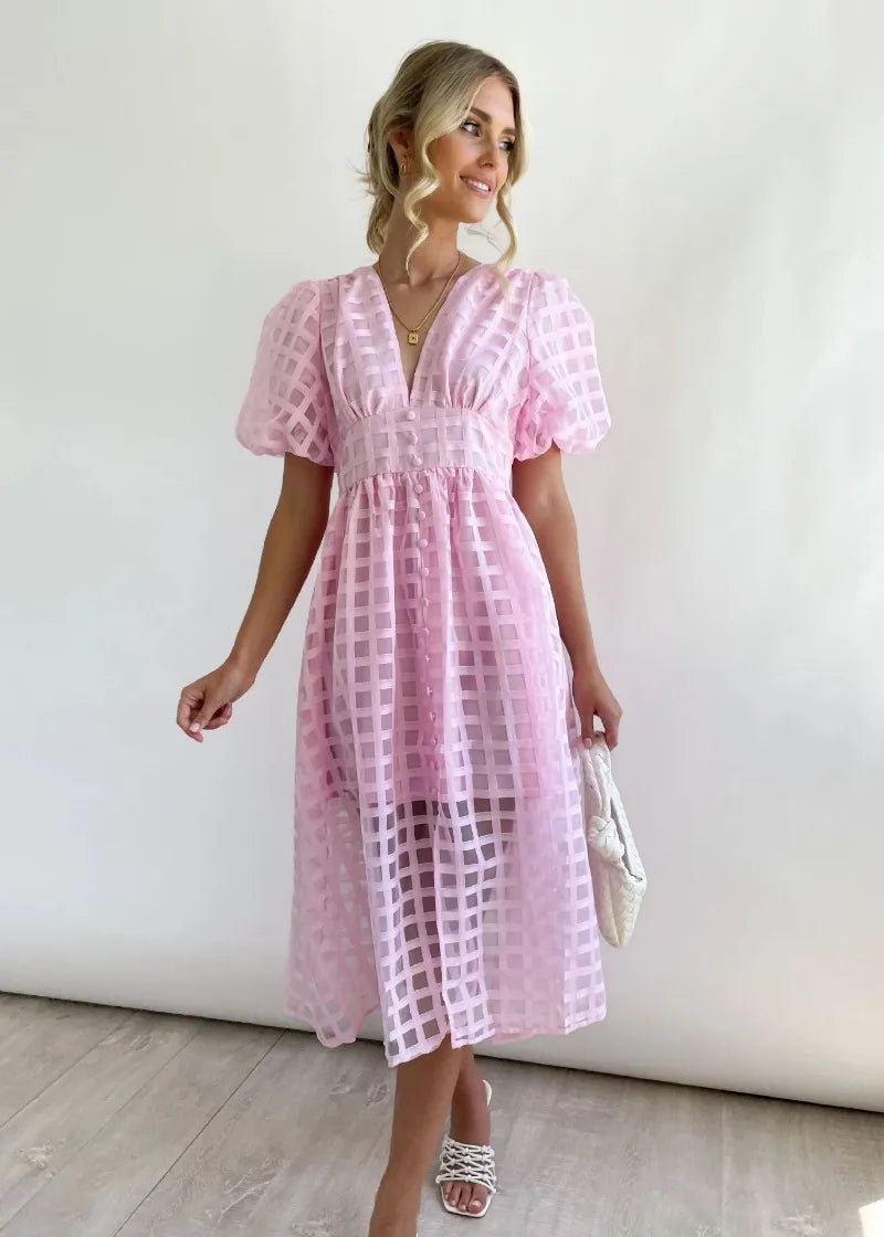 WW | Puffärmel Midi-Kleid